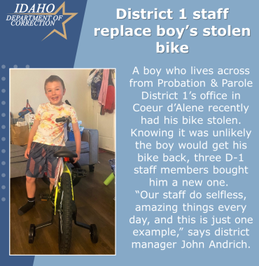 graphic shows photo of boy with bike and summarizes post