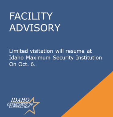 "Facility Advisory" graphic says limited visitation resumes Oct. 6