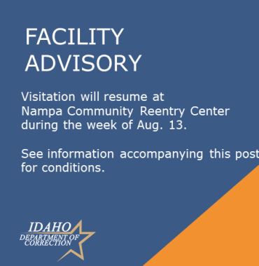 Graphic says NCRC visitation will resume Aug. 13 with conditions 