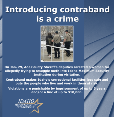 graphic has text from article, photo of two deputies with woman