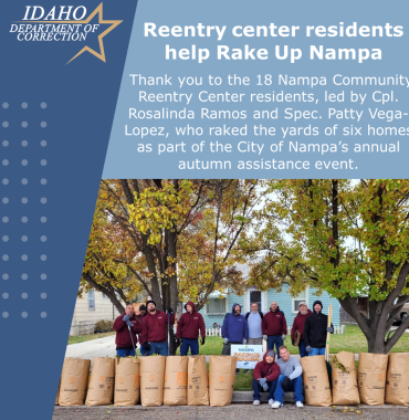 Graphic shows residents with bags of leaves and summary of article