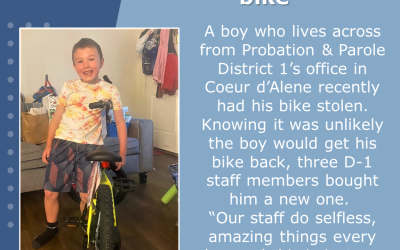 graphic shows photo of boy with bike and summarizes post