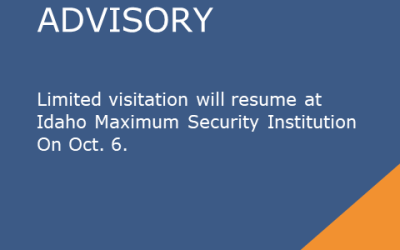 "Facility Advisory" graphic says limited visitation resumes Oct. 6