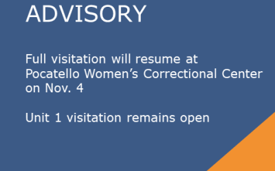 Graphic: Full visitation will resume at Pocatello Women’s Correctional Center on Nov. 4.