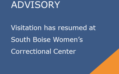 Facility advisory graphic-Visitation has resumed at SBWCC