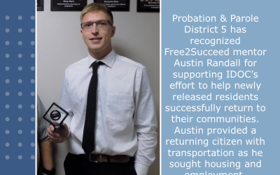 Graphic shows Austin holding challenge coin, and a summary of the article